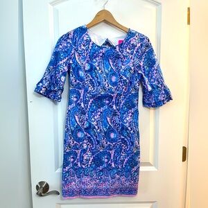 Lilly Pulitzer Paisley Blue and Purple Short Sleeve Dress